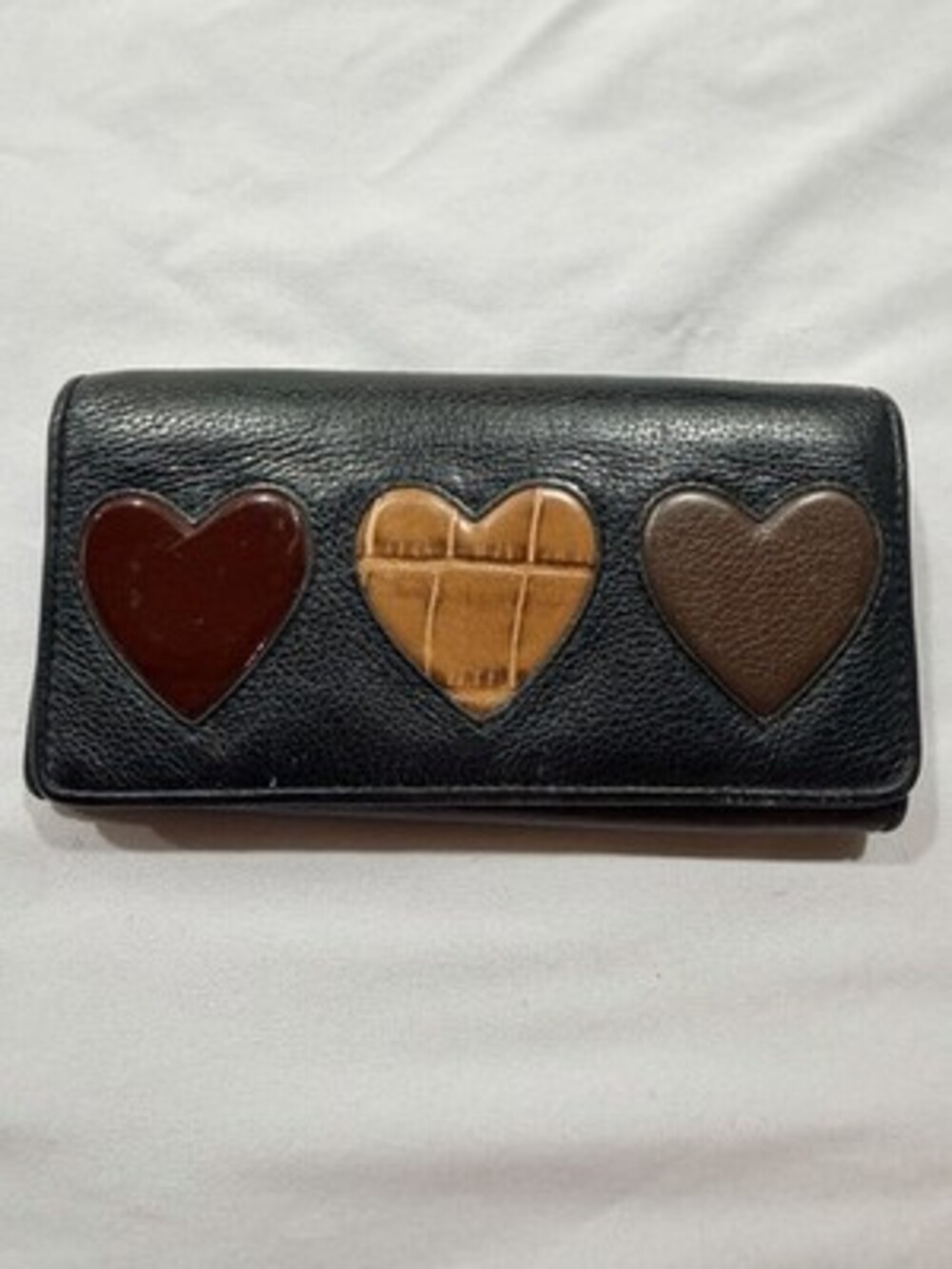 Vintage Brighton Black 3 Hearts Wallet